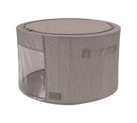 Periea 'abby' Round Home Storage Boxes With Zip Lids, Front Window & Folding Steel Frame - Grey Denim Effect - Large