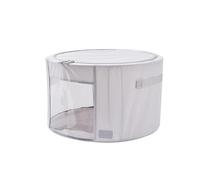 Periea 'Abby' Round Home Storage Boxes with Zip Lids, Front Window & Folding Steel Frame (Grey, Large)