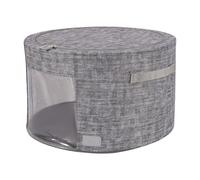Periea 'Abby' Round Home Storage Boxes with Zip Lids, Front Window & Folding Steel Frame (Grey Tweed, Large)