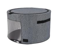 Periea 'Abby' Round Home Storage Boxes with Zip Lids, Front Window & Folding Steel Frame (Herringbone, Large)
