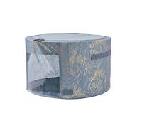 Periea 'Abby' Round Home Storage Boxes with Zip Lids, Front Window & Folding Steel Frame (Metallic Floral, Large)
