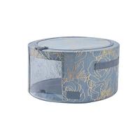 Periea 'Abby' Round Home Storage Boxes with Zip Lids, Front Window & Folding Steel Frame (Metallic Floral, Small)