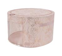 Periea 'Abby' Round Home Storage Boxes with Zip Lids, Front Window & Folding Steel Frame (Metallic Floral Blush, Large)