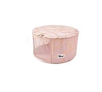 Periea 'Abby' Round Home Storage Boxes with Zip Lids, Front Window & Folding Steel Frame (Rose Gold, Medium)