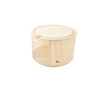 Periea 'abby' Round Home Storage Boxes With Zip Lids, Front Window & Folding Steel Frame - Tan - Large