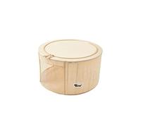 Periea 'Abby' Round Home Storage Boxes with Zip Lids, Front Window & Folding Steel Frame (Tan, Small)