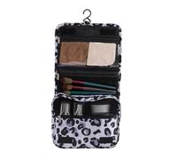 Periea 'Amelia' Travel Wash Bag, Travel Hanging Toiletry, Wash Bag, Bathroom Gym Toiletries for Men, Makeup Cosmetic Organiser for Women - Silver Leopard