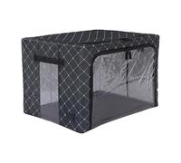 Periea ‘Beau’ Folding Collapsible Stackable Fabric Home Storage Boxes with Steel Frames (Black Diamond, Jumbo)