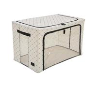 Periea ‘Beau’ Folding Collapsible Stackable Fabric Home Storage Boxes with Steel Frames (Black Dots, Jumbo)