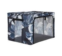 Periea Beau Folding Collapsible Stackable Fabric Home Storage Boxes With Steel Frames - Black Grey Floral - Large