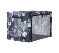 Periea ‘Beau’ Folding Collapsible Stackable Fabric Home Storage Boxes with Steel Frames (Black Grey Floral, Jumbo)