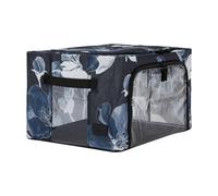 Periea Beau Folding Collapsible Stackable Fabric Home Storage Boxes With Steel Frames - Black Grey Floral - Small