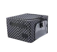 Periea ‘Beau’ Folding Collapsible Stackable Fabric Home Storage Boxes with Steel Frames (Black with White Polka Dots, Compact)