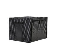 Periea Beau Folding Collapsible Stackable Fabric Home Storage Boxes With Steel Frames - Black With White Polka Dots - Large