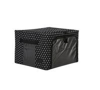 Periea Beau Folding Collapsible Stackable Fabric Home Storage Boxes With Steel Frames - Black With White Polka Dots - Small