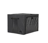 Periea ‘Beau’ Folding Collapsible Stackable Fabric Home Storage Boxes with Steel Frames (Black with White Polka Dots, Large)