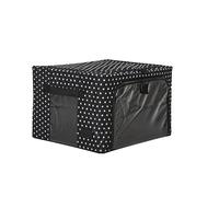 Periea ‘Beau’ Folding Collapsible Stackable Fabric Home Storage Boxes with Steel Frames (Black with White Polka Dots, Small)