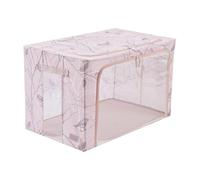 Periea ‘Beau’ Folding Collapsible Stackable Fabric Home Storage Boxes with Steel Frames (Blush Birds, Jumbo)