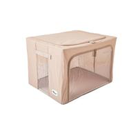 Periea ‘Beau’ Folding Collapsible Stackable Fabric Home Storage Boxes with Steel Frames (Camel, Large)