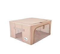 Periea ‘Beau’ Folding Collapsible Stackable Fabric Home Storage Boxes with Steel Frames (Camel, Medium)