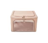 Periea ‘Beau’ Folding Collapsible Stackable Fabric Home Storage Boxes with Steel Frames (Camel, Small)