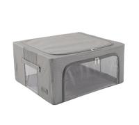 Periea Beau Folding Collapsible Stackable Fabric Home Storage Boxes With Steel Frames - Denim Effect - Grey - Medium