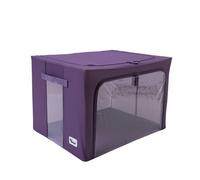 Periea Beau Folding Collapsible Stackable Fabric Home Storage Boxes With Steel Frames - Eggplant - Small