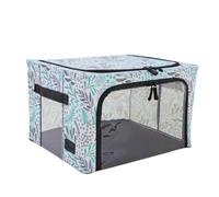 Periea Beau Folding Collapsible Stackable Fabric Home Storage Boxes With Steel Frames - Green Botanical - Small