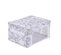 Periea Beau Folding Collapsible Stackable Fabric Home Storage Boxes With Steel Frames - Grey Damask - Compact