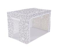 Periea Beau Folding Collapsible Stackable Fabric Home Storage Boxes With Steel Frames - Grey Damask - Jumbo