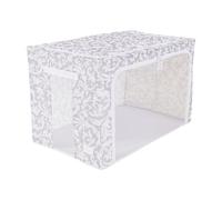 Periea ‘Beau’ Folding Collapsible Stackable Fabric Home Storage Boxes with Steel Frames (Grey Damask, Jumbo)