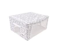 Periea Beau Folding Collapsible Stackable Fabric Home Storage Boxes With Steel Frames - Grey Damask - Medium