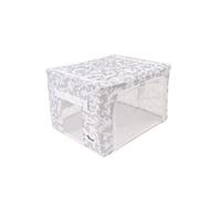 Periea Beau Folding Collapsible Stackable Fabric Home Storage Boxes With Steel Frames - Grey Damask - Small