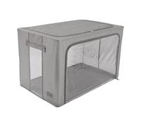 Periea ‘Beau’ Folding Collapsible Stackable Fabric Home Storage Boxes with Steel Frames (Grey Denim Effect, Jumbo)