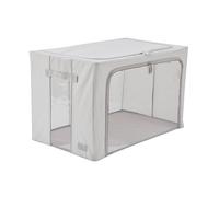 Periea ‘Beau’ Folding Collapsible Stackable Fabric Home Storage Boxes with Steel Frames (Grey, Jumbo)