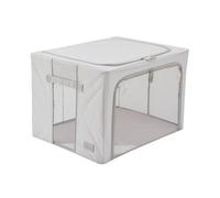 Periea Beau Folding Collapsible Stackable Fabric Home Storage Boxes With Steel Frames - Grey - Large