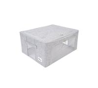 Periea Beau Folding Collapsible Stackable Fabric Home Storage Boxes With Steel Frames - Grey Linen - Medium