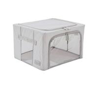 Periea Beau Folding Collapsible Stackable Fabric Home Storage Boxes With Steel Frames - Grey - Small