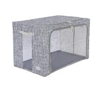 Periea Beau Folding Collapsible Stackable Fabric Home Storage Boxes With Steel Frames - Grey Tweed - Jumbo