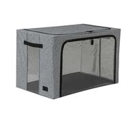 Periea ‘Beau’ Folding Collapsible Stackable Fabric Home Storage Boxes with Steel Frames (Herringbone, Jumbo)