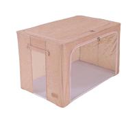 Periea ‘Beau’ Folding Collapsible Stackable Fabric Home Storage Boxes with Steel Frames (Light Pink Hemp, Jumbo)