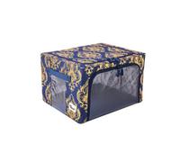 Periea Beau Folding Collapsible Stackable Fabric Home Storage Boxes With Steel Frames - Metallic Damask - Small
