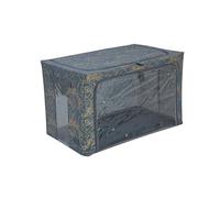 Periea ‘Beau’ Folding Collapsible Stackable Fabric Home Storage Boxes with Steel Frames (Metallic Floral, Jumbo)