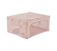 Periea Beau Folding Collapsible Stackable Fabric Home Storage Boxes With Steel Frames - Metallic Floral Blush - Medium