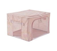 Periea Beau Folding Collapsible Stackable Fabric Home Storage Boxes With Steel Frames - Metallic Floral Blush - Small