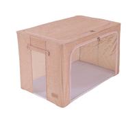 Periea Beau Folding Collapsible Stackable Fabric Home Storage Boxes With Steel Frames - Pink Linen - Jumbo