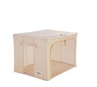 Periea ‘Beau’ Folding Collapsible Stackable Fabric Home Storage Boxes with Steel Frames (Tan, Large)