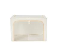 Periea Beau Folding Collapsible Stackable Fabric Home Storage Boxes With Steel Frames - Tan - Small