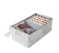 Periea 'Beth' Extra Large Jumbo Christmas Decoration storage box with bauble ornament storage trays, hold up to 120 baubles. Collapsible stackable Fabric Christmas storage boxes with steel frames