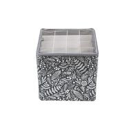 Periea 'Carol' Christmas Bauble Storage Box with 64 Slots: Collapsible Design with Metal Frames, Dividers, and Zippered Closure - Ideal for Delicate Xmas Ornament Decorations & Baubles - Navy Fern